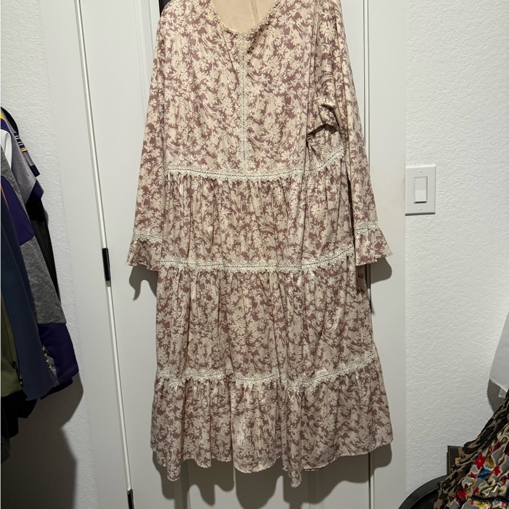 Dainty Jewells Floral Maxi Dress in Cream and Brown